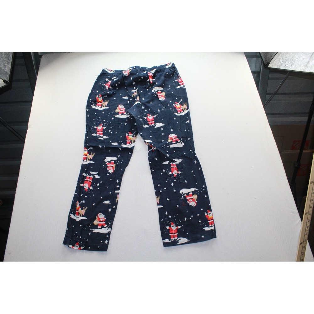 Old Navy Pajama Pants Mens Large Navy Blue Santa Reindeer Holiday Print